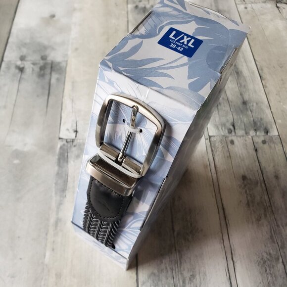 NWT - Tommy Bahama Men's Stretch Braided Reversible Belt Black/Gray - Size L/XL - Picture 2 of 3